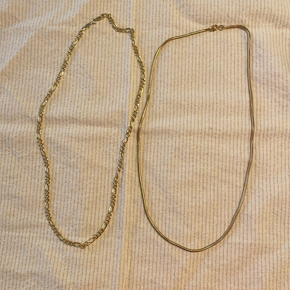 Gold tone metal chain necklaces